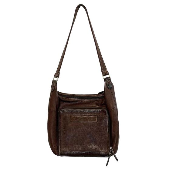 Fossil Genuine Leather Shoulder Bag Vintage Sz Medium 75082 Brown Timeless Y2K - Picture 1 of 9